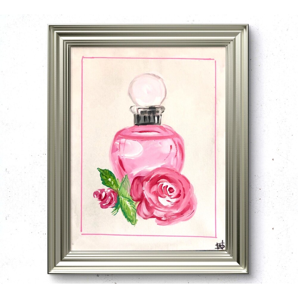 WS original rose perfume fine art 14X11 canvas modern expressionist painting